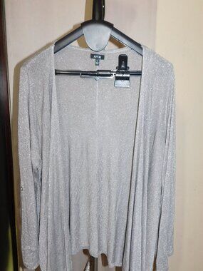 shimmering silver Apt. 9 draped cardigan.